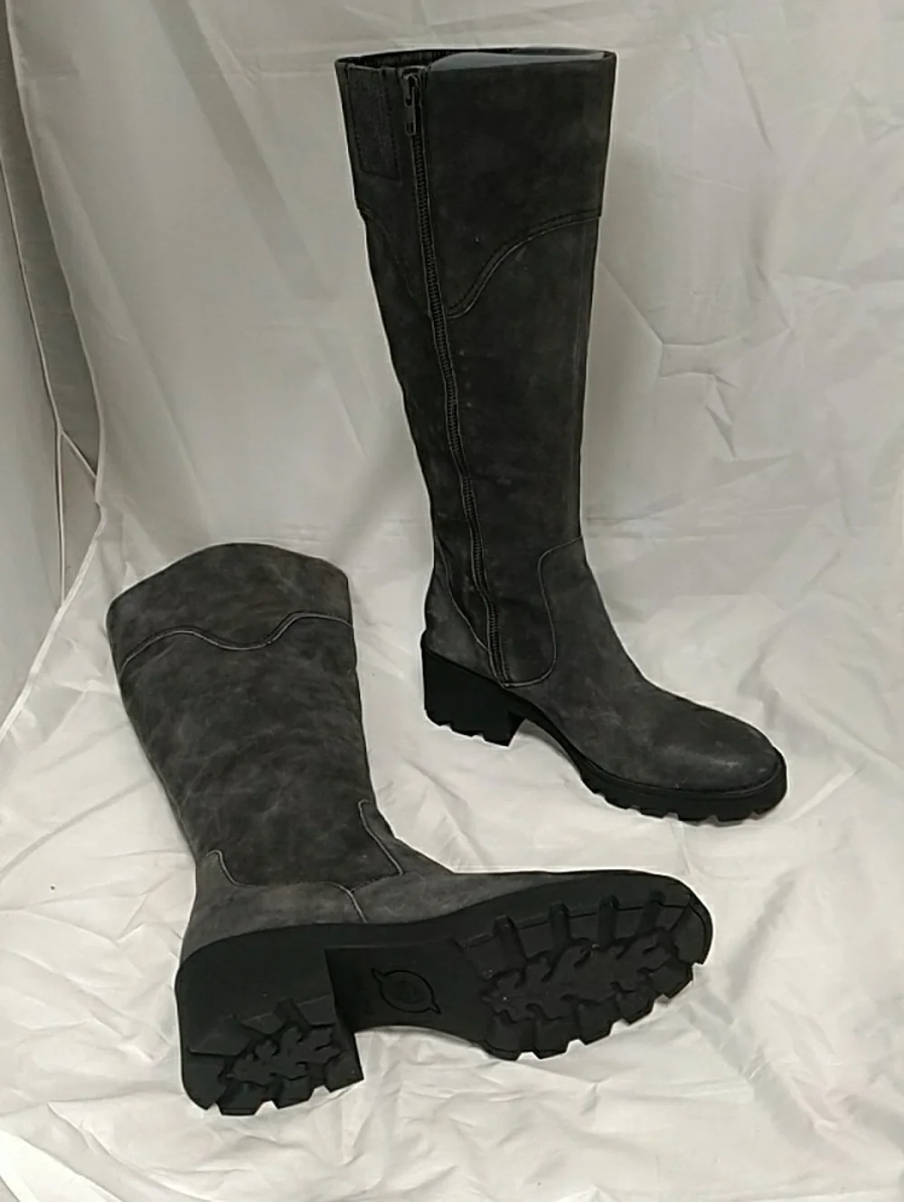 Born Gray Suede Leather Gabriella Lugged Sole Knee Boots Size 11M